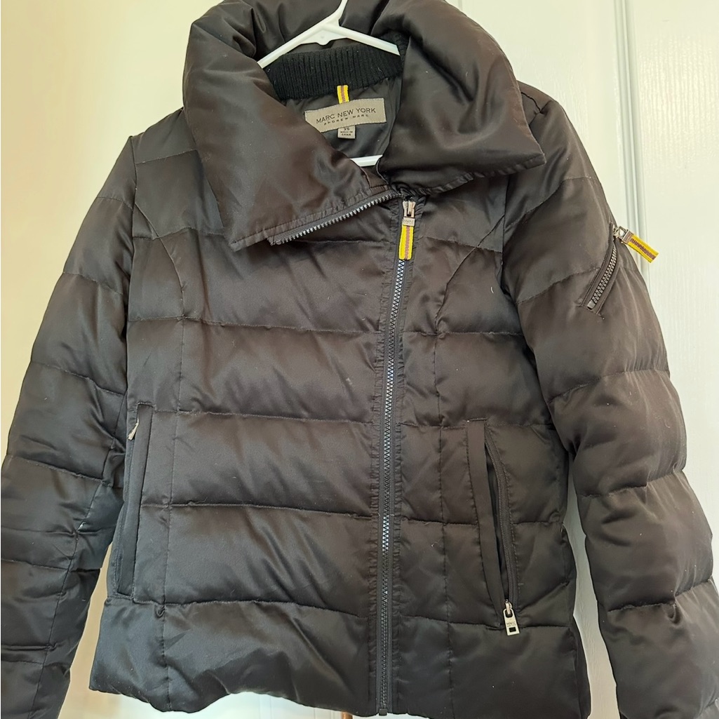 Marc New York Black Puffer Jacket With Yellow Details Size Extra Small